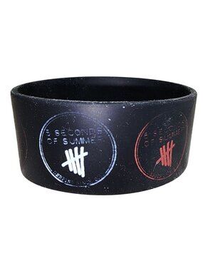 5 Seconds of Summer Band Rubber Wide Stretch Bracelet Black Concert Souvenir